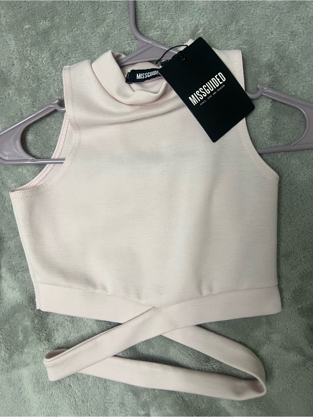 NWT Misguided pale pink crop top size small